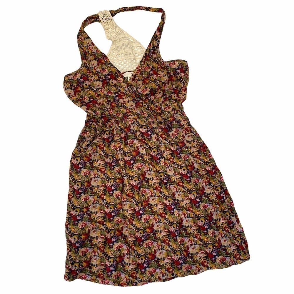 Lush Multicolored Crochet Racerback Dress Sm
